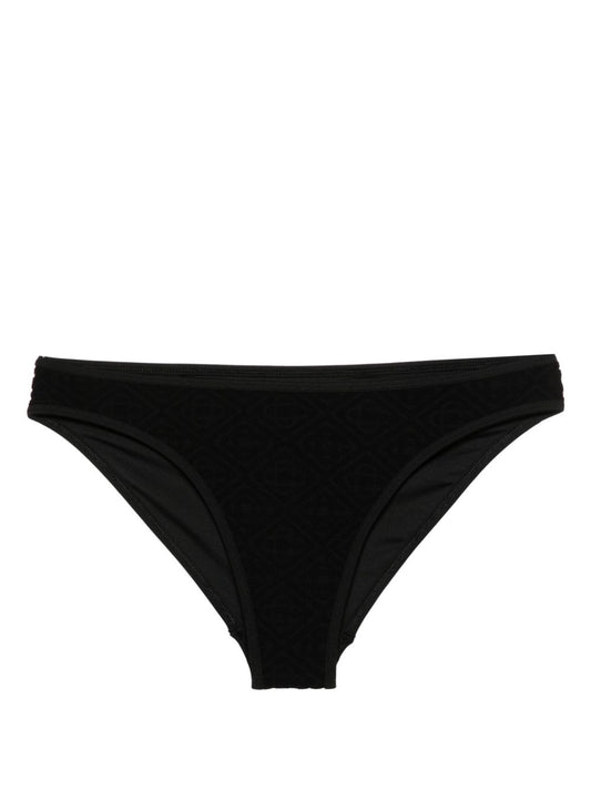 bas de bikini texturé avec logo en relief