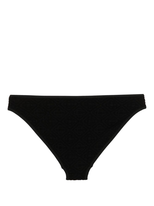 bas de bikini texturé avec logo en relief