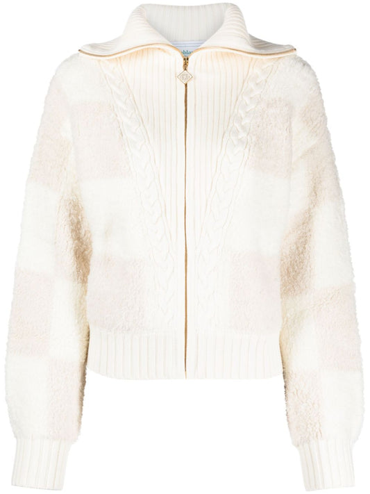 cardigan zippé en maille torsadée