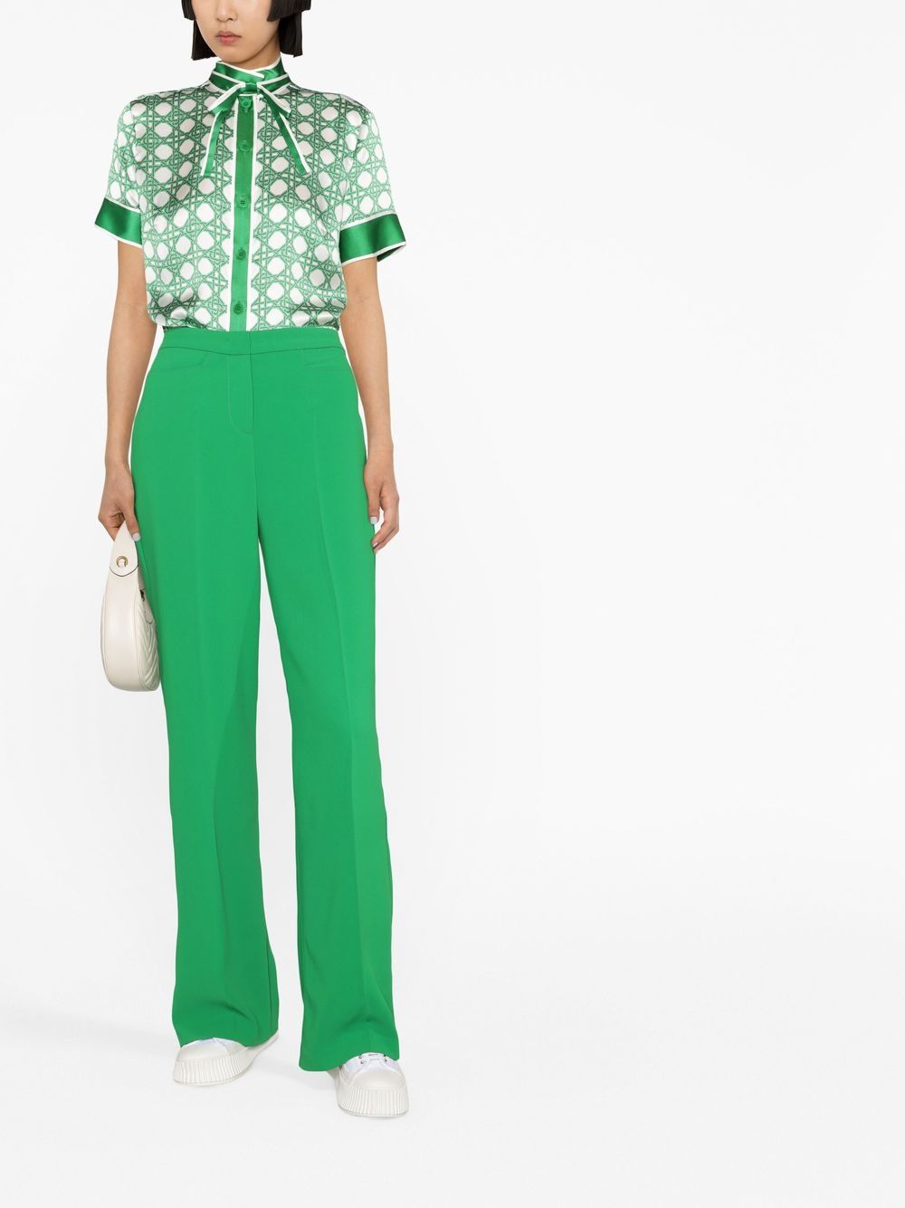monogram-print silk shirt