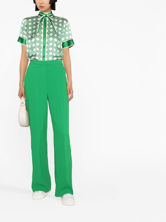monogram-print silk shirt