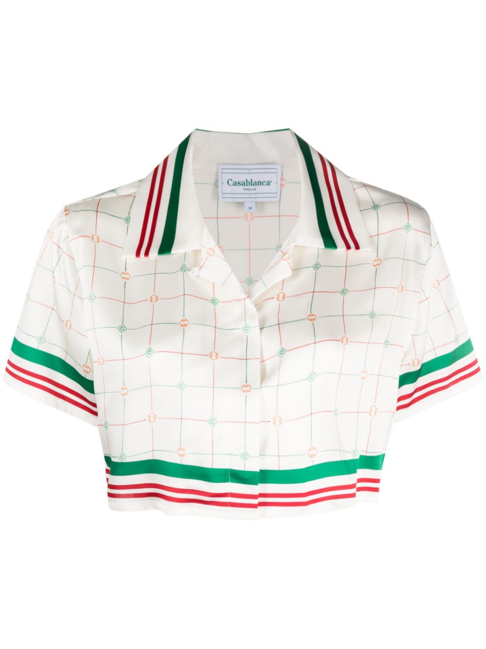 Chemise courte en soie à carreaux de tennis