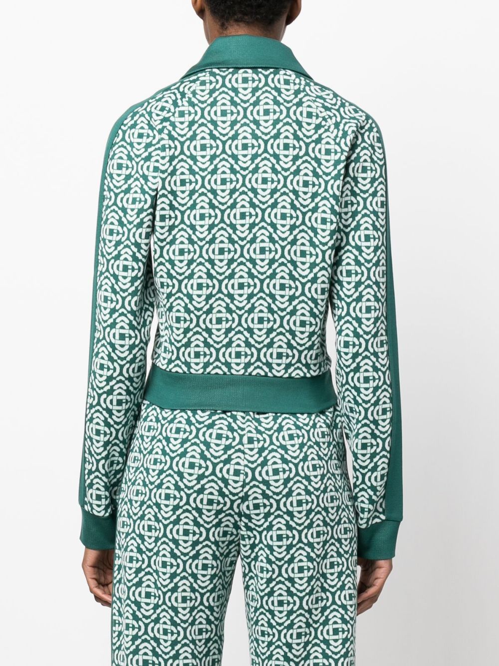 monogram cropped cotton-blend track top