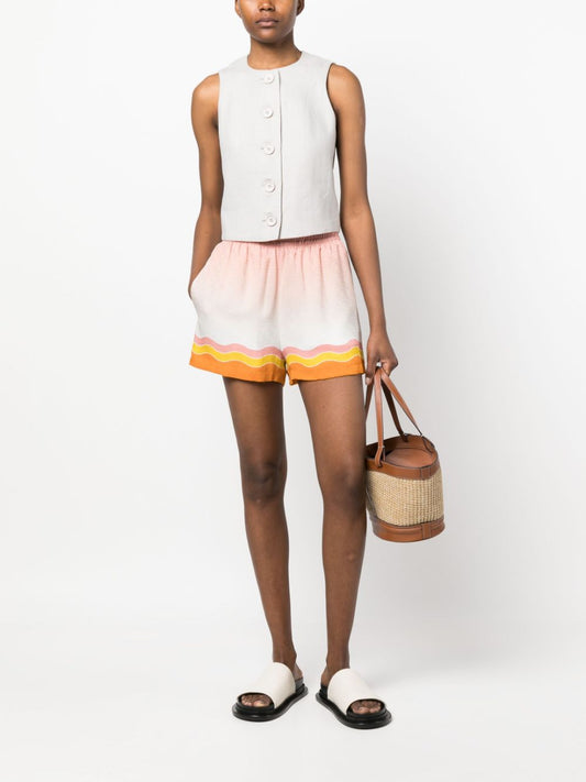 Rainbow Monogram-print silk shorts