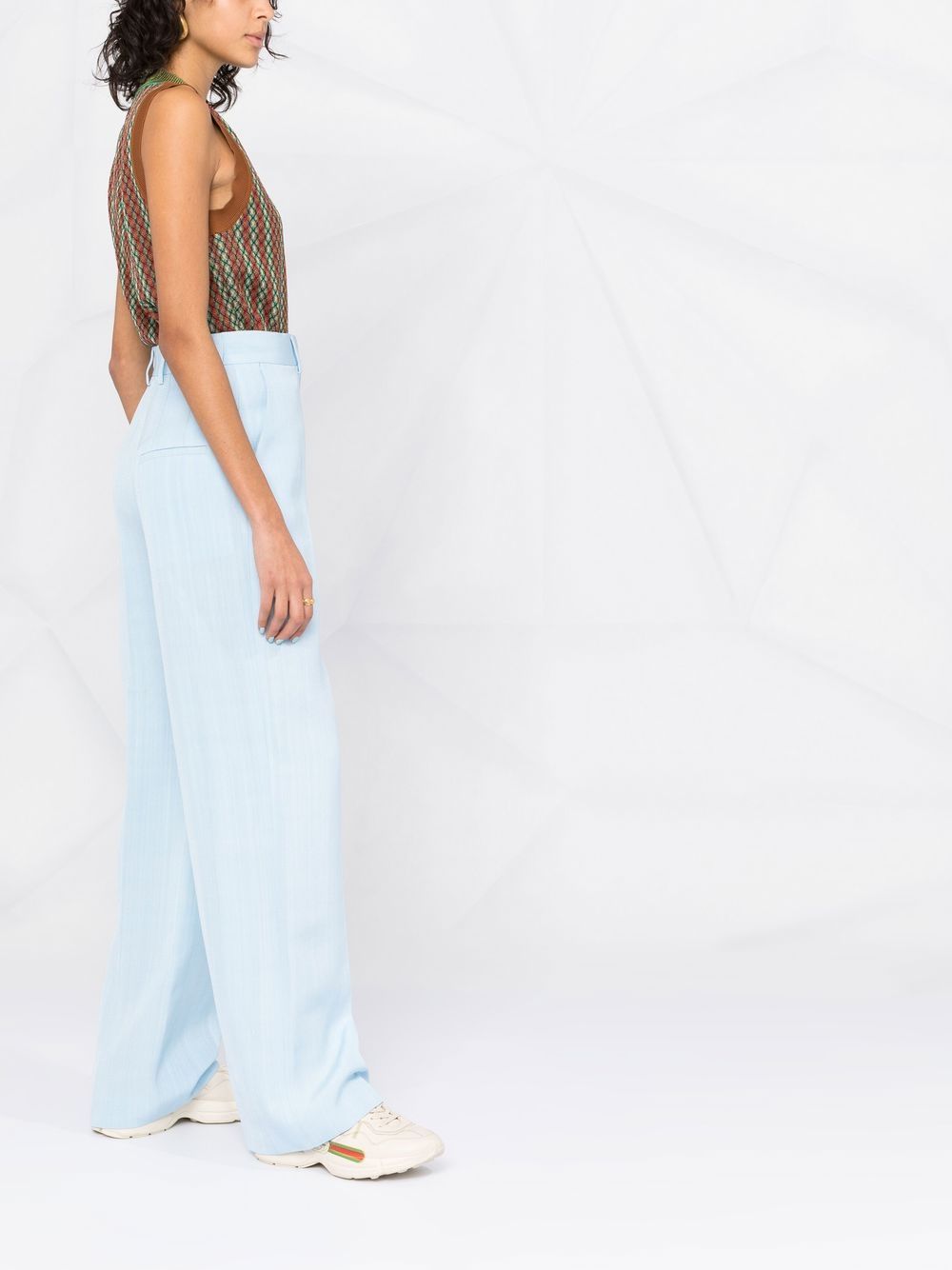 pantalon tailleur large à taille haute