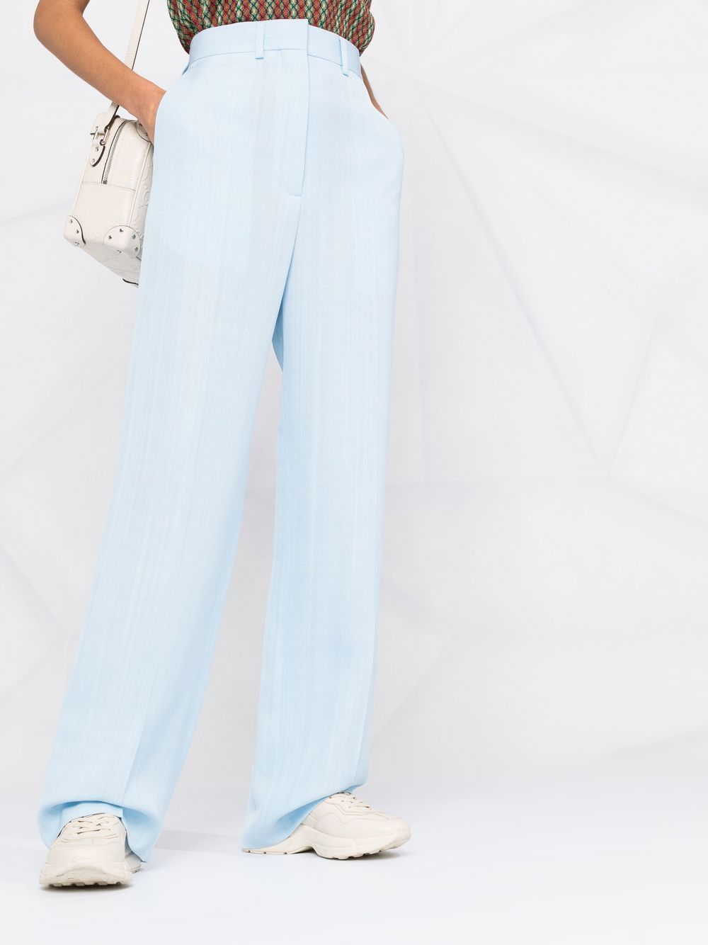 pantalon tailleur large à taille haute