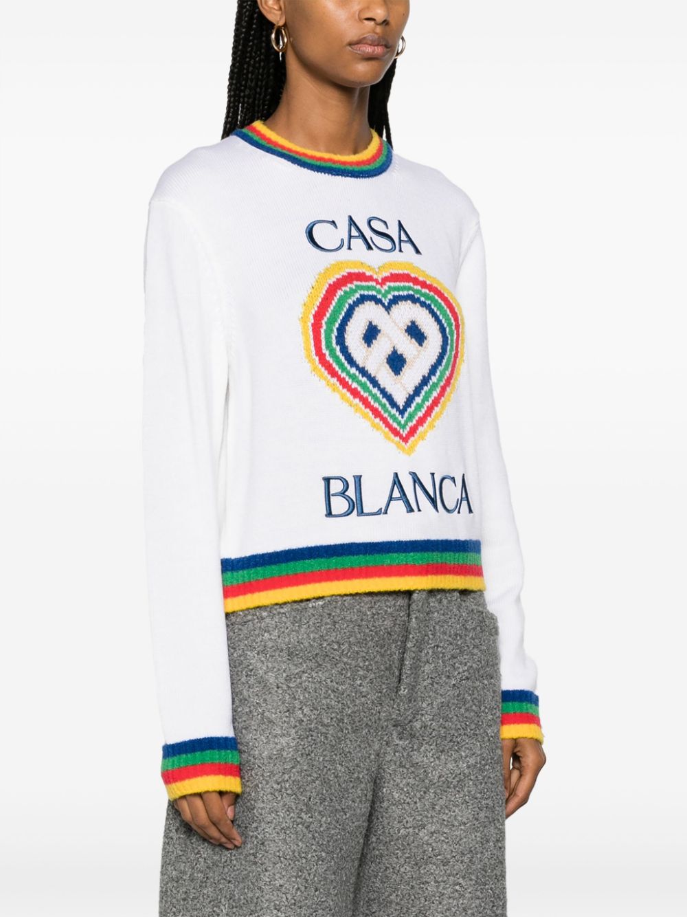Heart logo-intarsia bouclé jumper