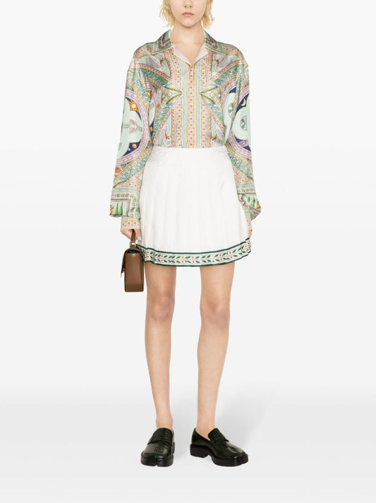 Laurel pleated silk miniskirt