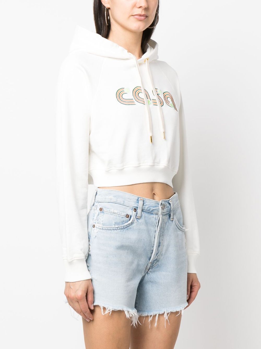 embroidered-logo drawstring hoodie