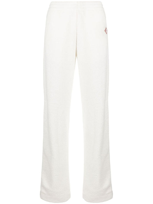logo-patch side-stripe fleece track pants