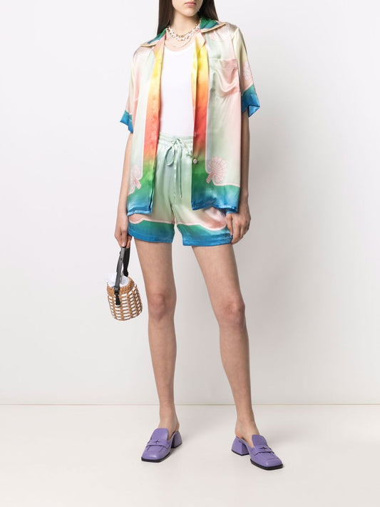 tie-dye drawstring silk shorts
