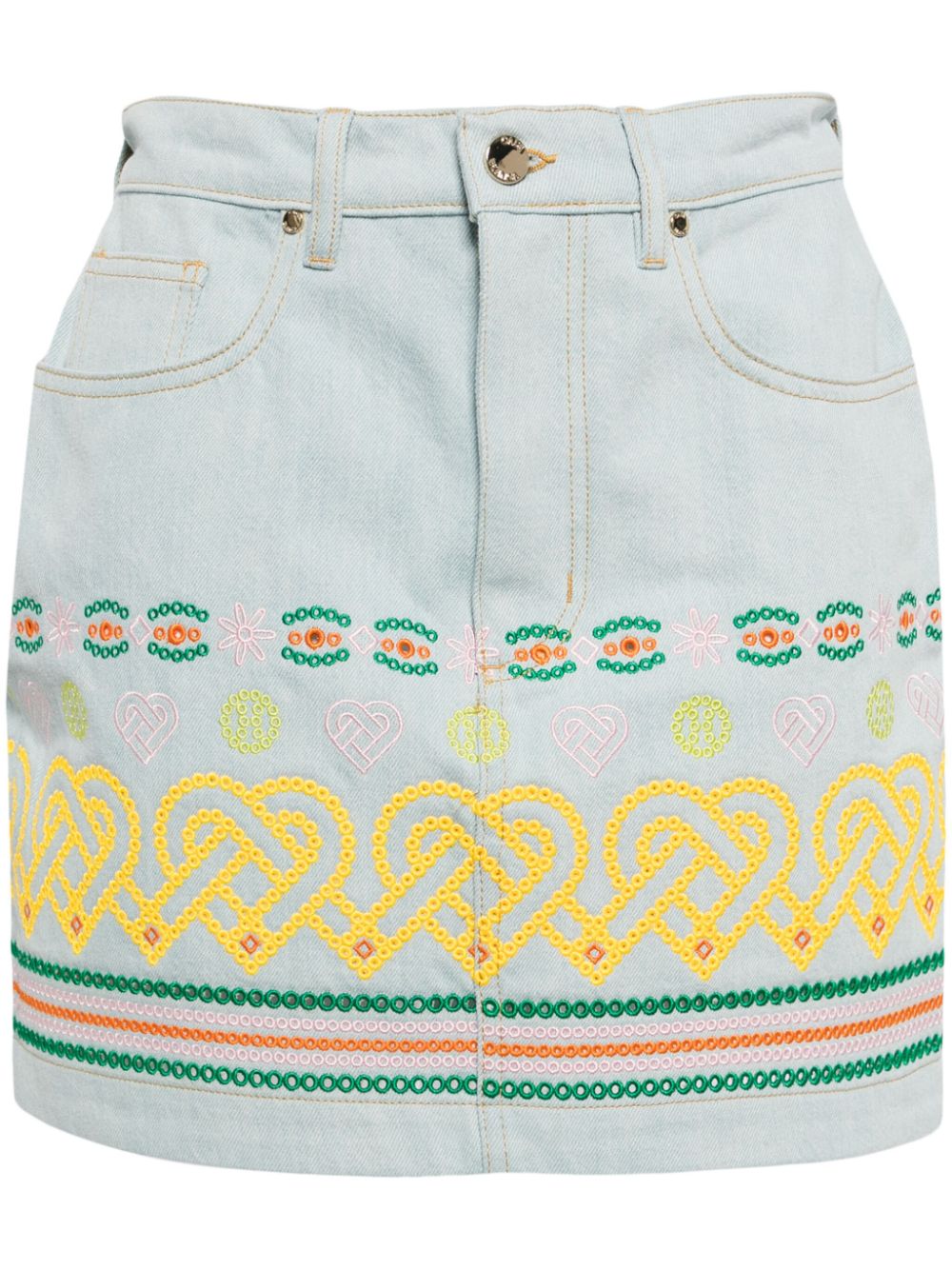 embroidered cotton mini skirt