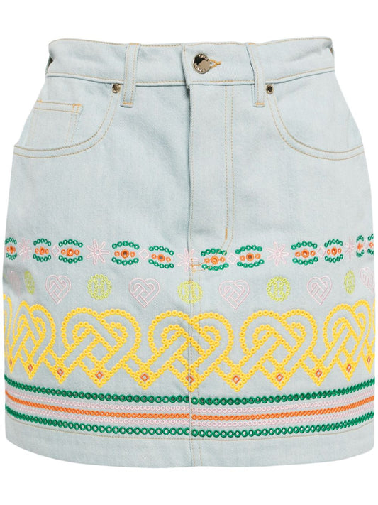 embroidered cotton mini skirt
