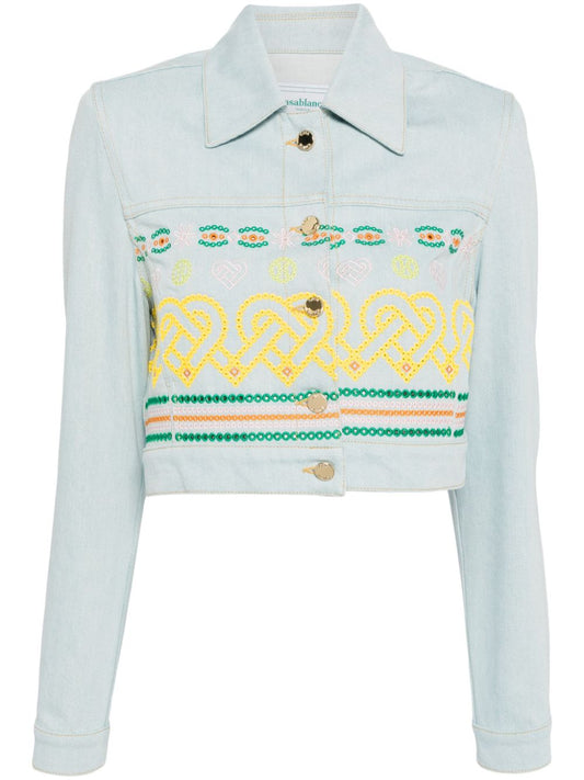 veste en jean avec détails brodés