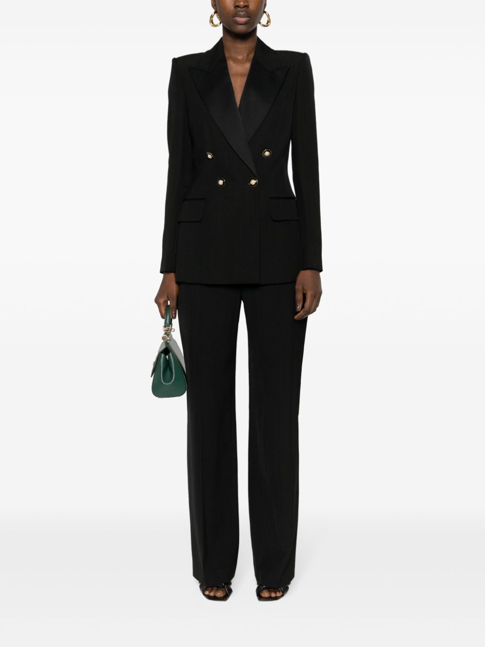 pantalon droit à plis pressés et longueur longue
