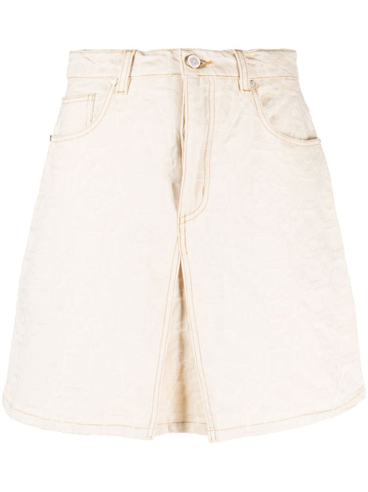 monogram-jacquard denim skirt