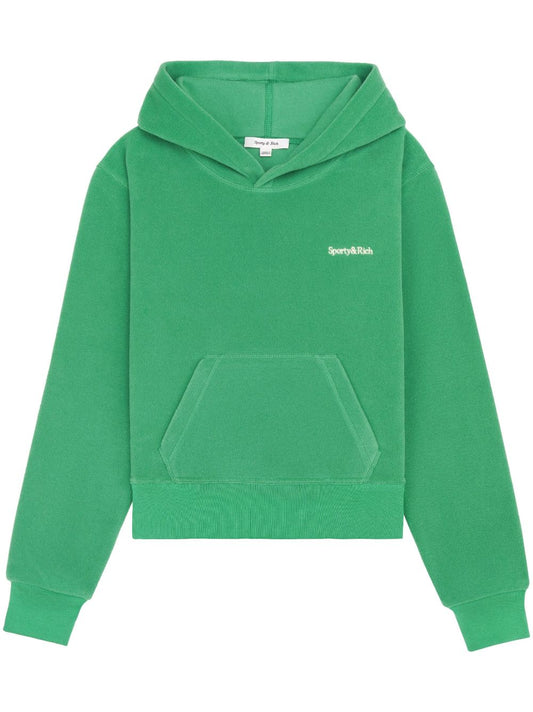 logo-embroidered fleece hoodie