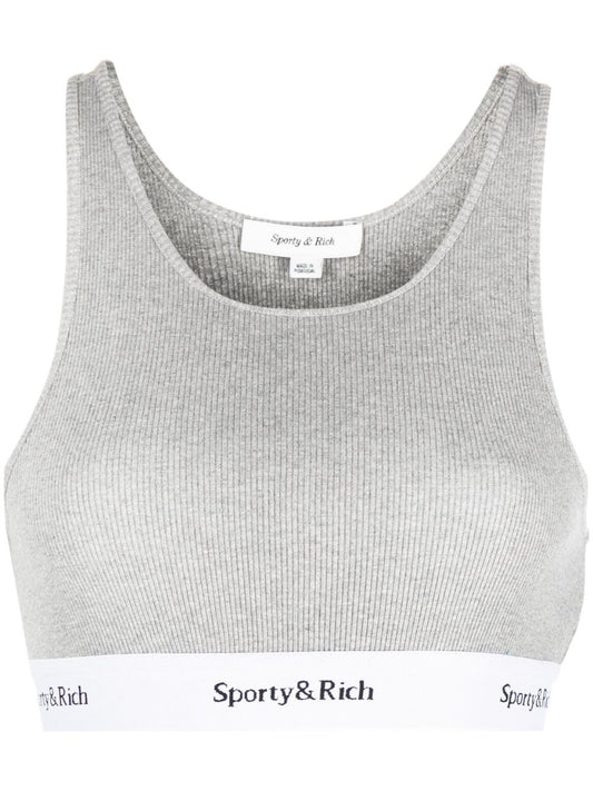 soutien-gorge de sport côtelé avec logo sous la bande
