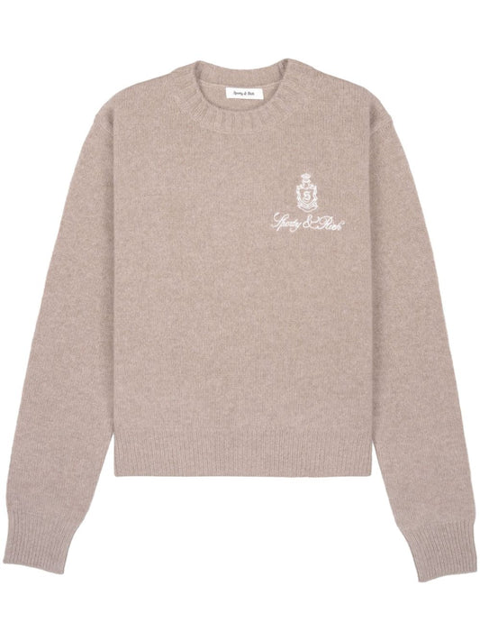 logo-embroidered cashmere jumper
