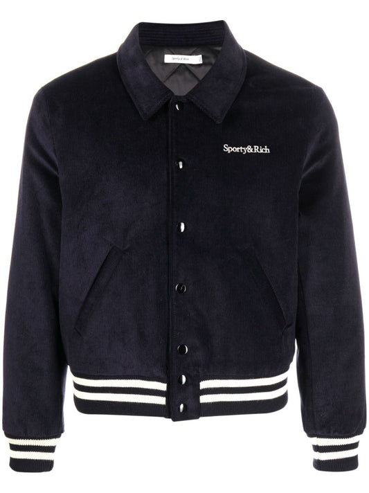 embroidered-logo bomber jacket