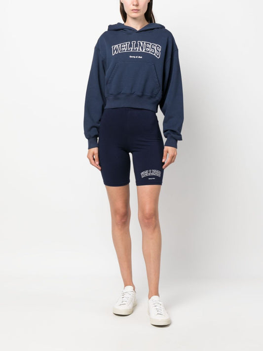 sweat à capuche court en coton avec logo imprimé