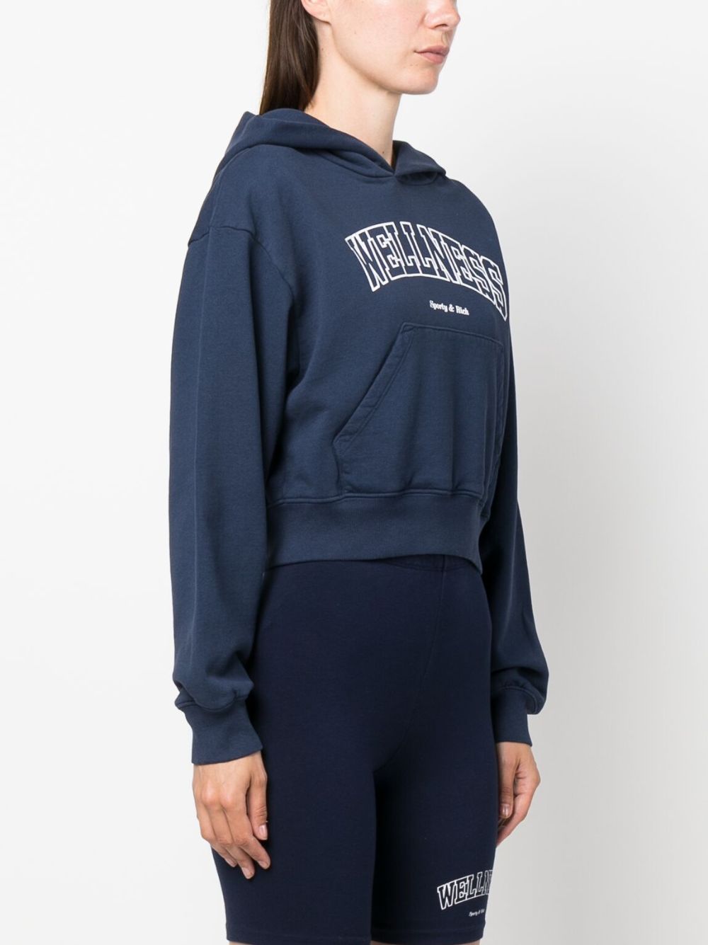 sweat à capuche court en coton avec logo imprimé