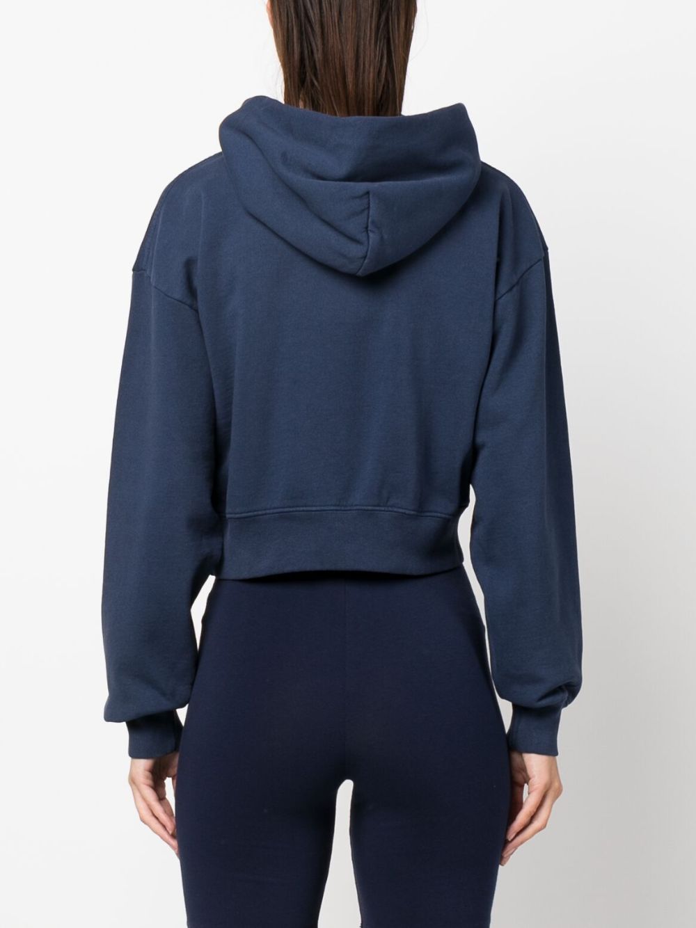 sweat à capuche court en coton avec logo imprimé