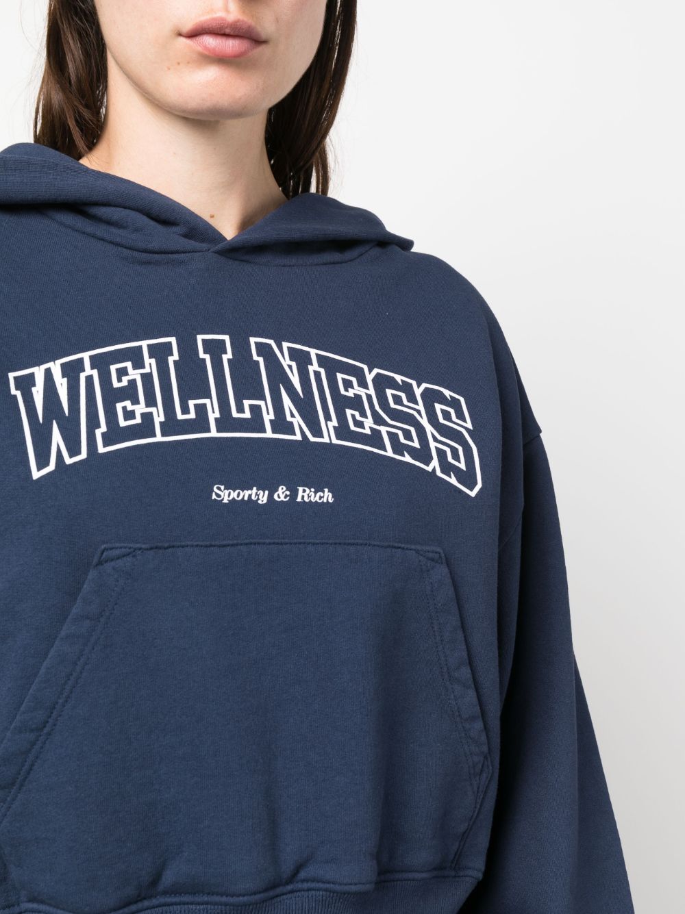 sweat à capuche court en coton avec logo imprimé