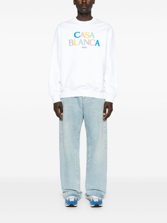 Stacked logo-embroidered sweatshirt