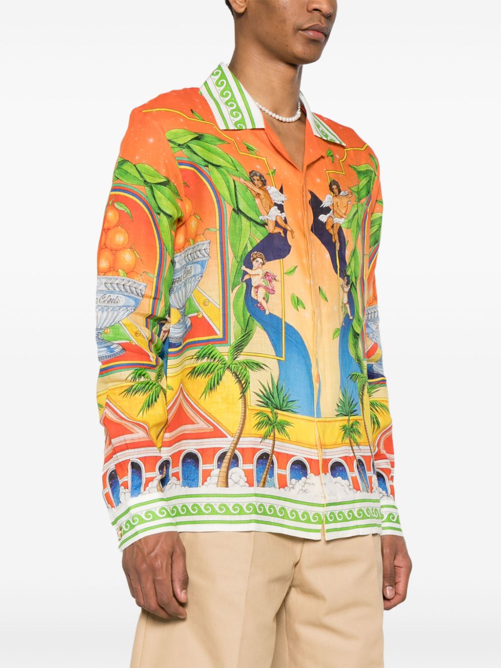 Chemise en lin orange Trophy