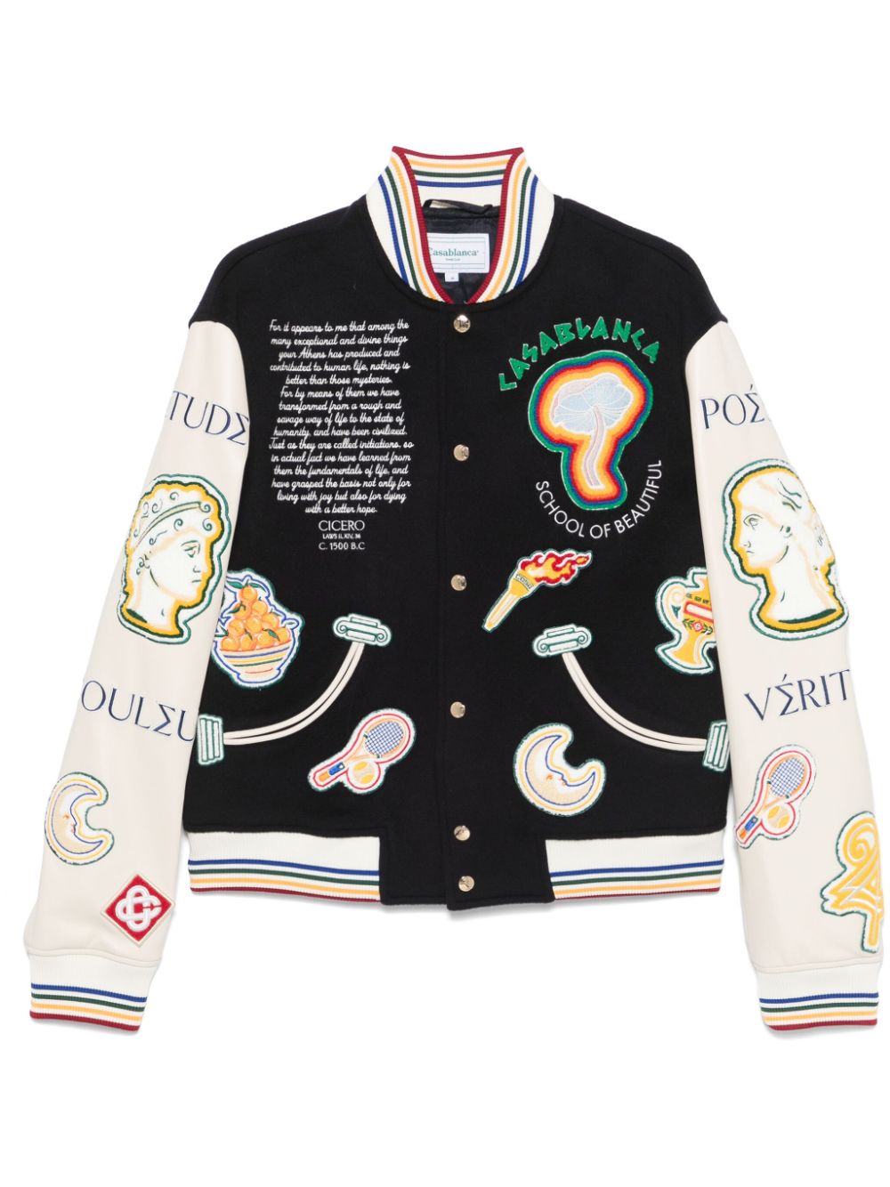 Blouson aviateur en patchwork chenille