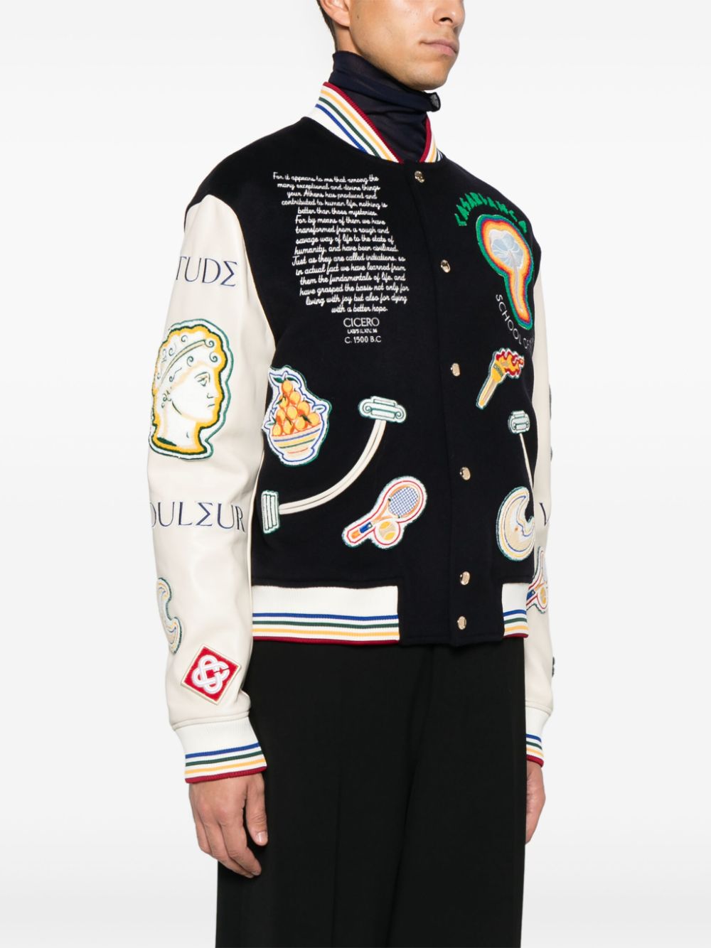 Blouson aviateur en patchwork chenille