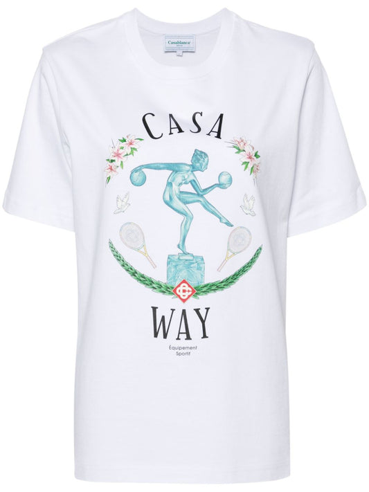 Statue En Marbre-print cotton T-shirt