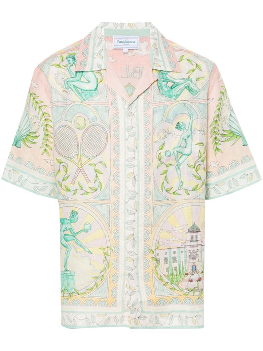 Chemise en lin à imprimé vase