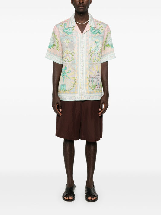 Chemise en lin à imprimé vase