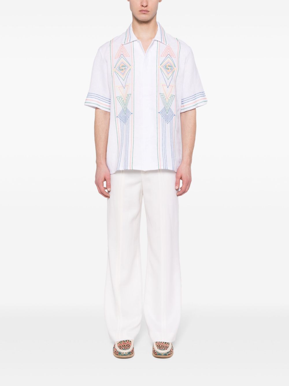 chemise à manches courtes brodée