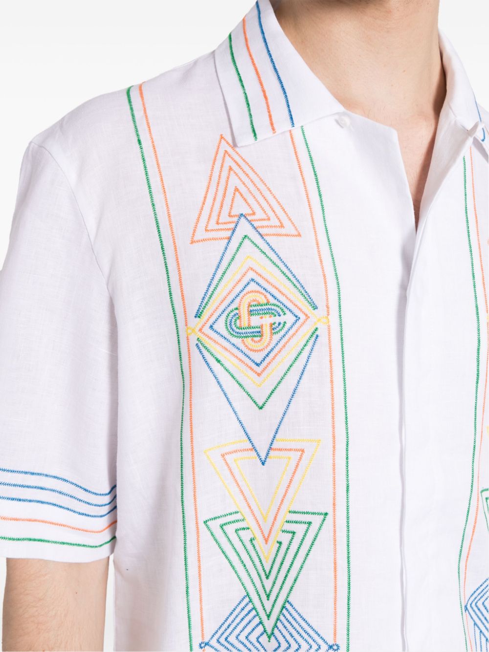 chemise à manches courtes brodée