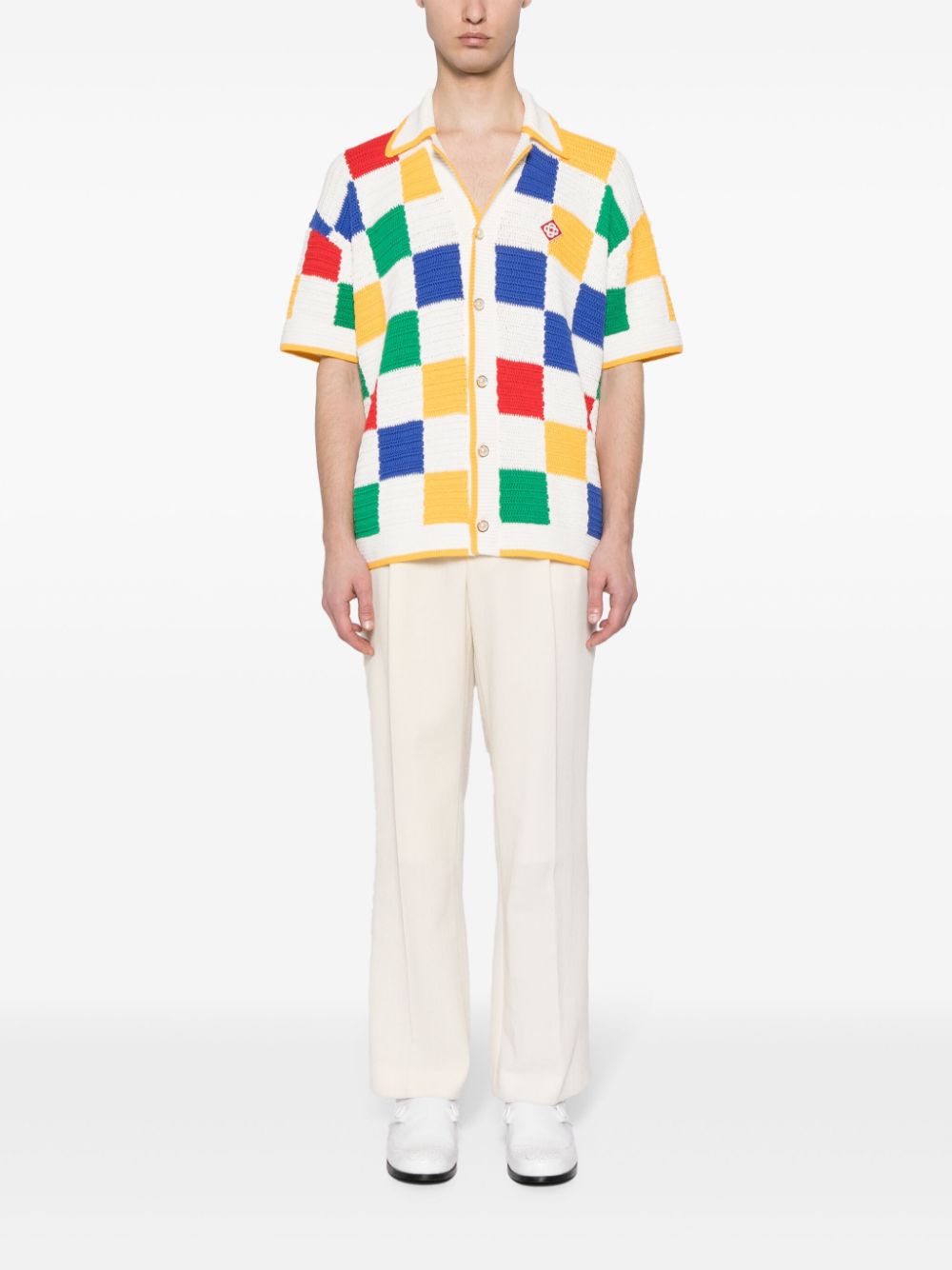crochet-knit shirt
