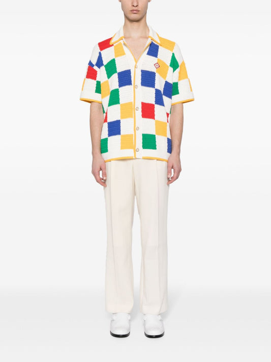 crochet-knit shirt
