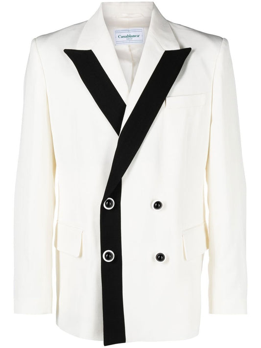 blazer croisé à revers contrastés