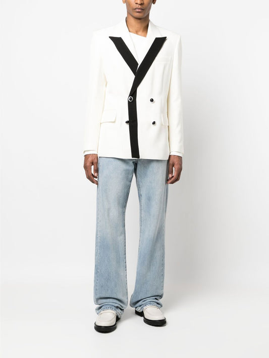 blazer croisé à revers contrastés