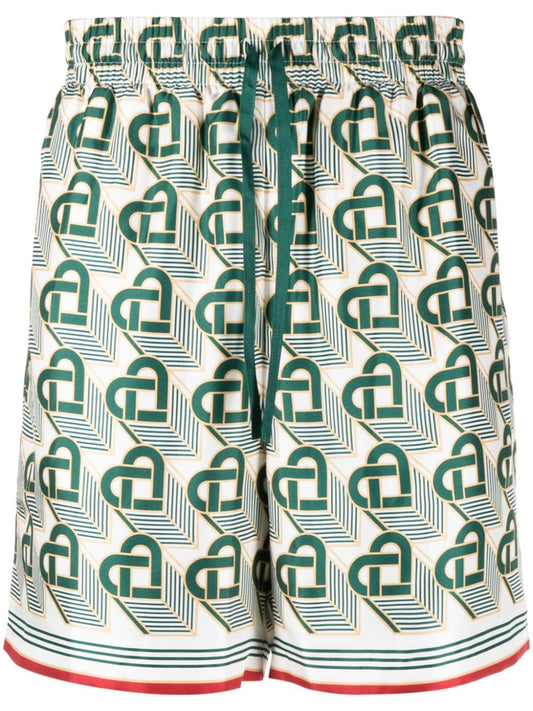Heart Monogram silk shorts