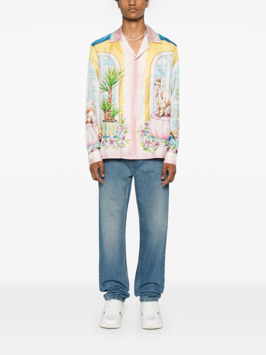 Apartement-print silk shirt