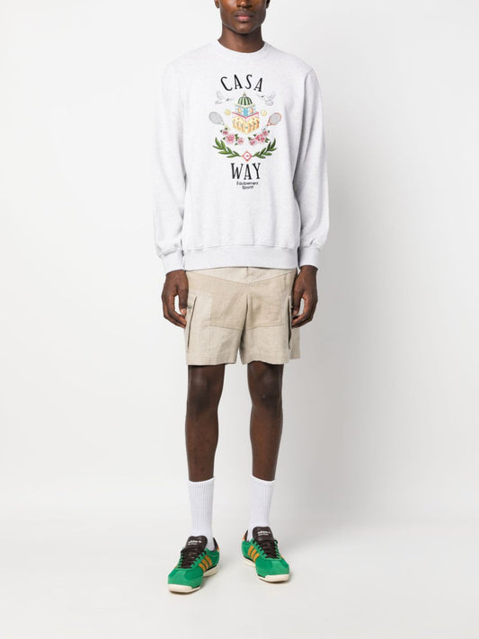 Casa Way-embroidered cotton sweatshirt