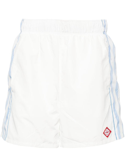 striped mid-rise track shorts
