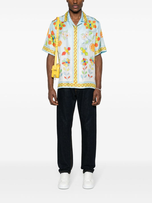 Chemise en soie à fleurs Yoruba