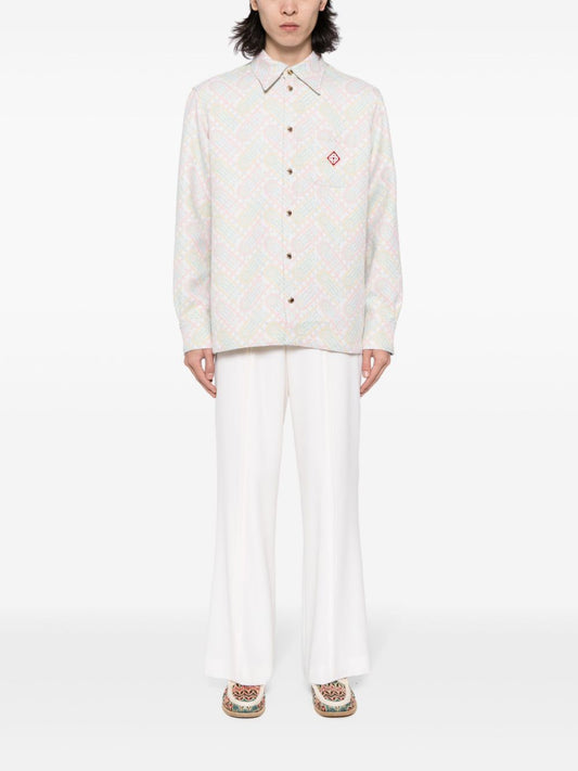 logo-appliqué monogram-jacquard jacket