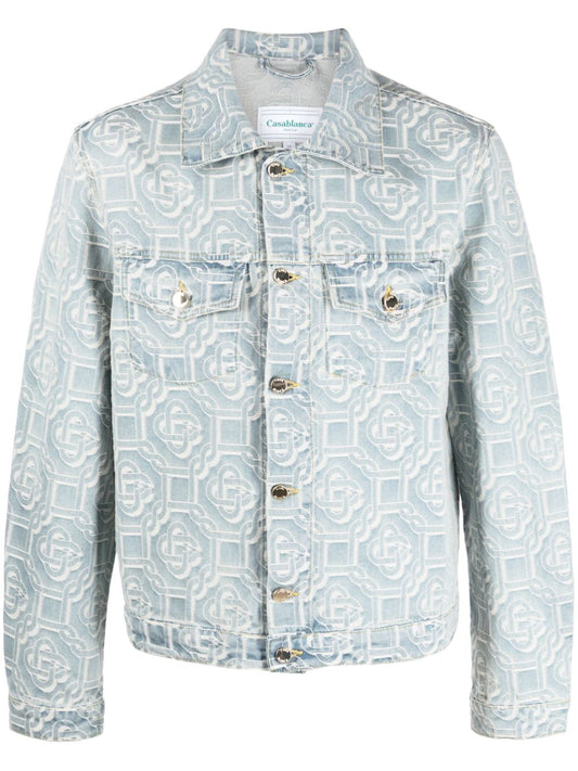 Veste en jean à motif jacquard monogramme