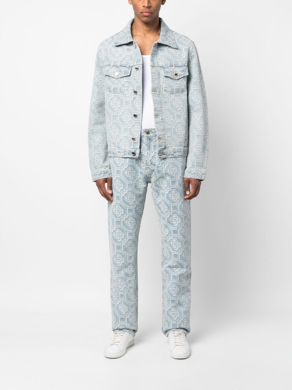 Veste en jean à motif jacquard monogramme