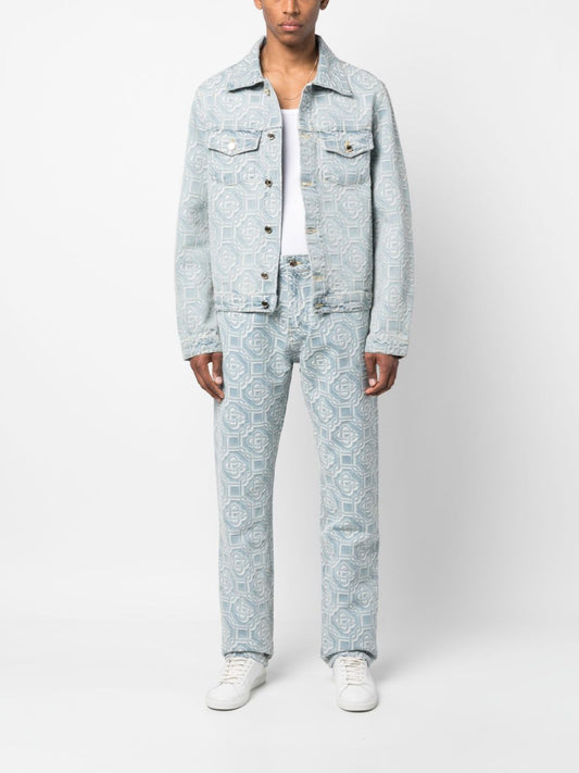 Veste en jean à motif jacquard monogramme